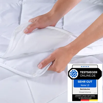 Produktbild von Dreamhome 4-Jahreszeiten Bettdecke in vielen Größen, bestehend aus 2 Steppdecken mit Druckknöpfe, als Winter und Sommer Decke Oberbett geeignet, Größe:100x135 + 40x60