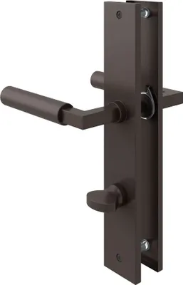 Produktbild von Langschildgarnitur Baustil Türdrücker Mod. Trier Renovierungsschild Anthrazit Türbeschlag WC DIN Norm
