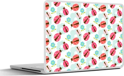 Produktbild von MuchoWow® Laptop Aufkleber Sticker Cover Mädchen - Marienkäfer - Blumen - Muster - Mädchen - Kinder - Kinder 36.5x27.5 cm - Laptop-Sticker