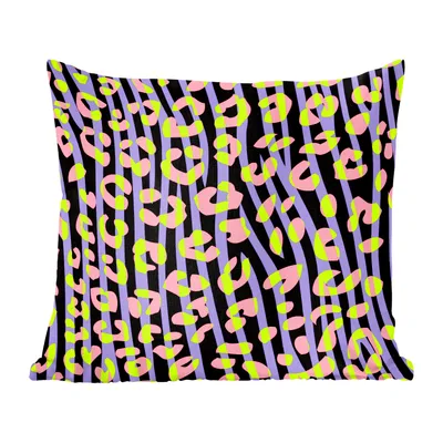 Produktbild von MuchoWow® Zierkissen Sofakissen Wohnzimmer Dekokissen 40x40 cm Pantherdruck - Zebra - Neon - Foto Kissen - Schlafzimmer Dekoration