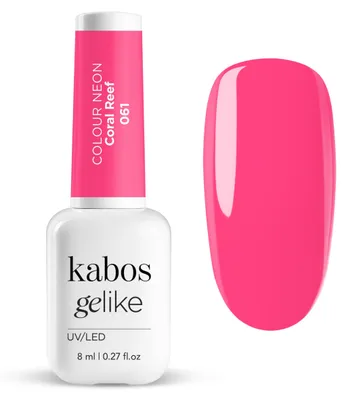 Zdjęcie produktu dla Lakier UV Kabos Neon Różowy, lakier UV/LED Gelike 061 Coral Reef Sky 8 ml