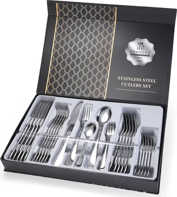 Produktbild von Besteckset 30-tlg Besteck Tafelbesteck Edelstahl Besteck Esslöffel Set für 6 Personen Geschenkbox
