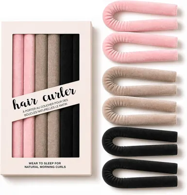 Imagen del producto de Juego de 6 rodillos para rizos sin calor, en varios colores, aptos para todo tipo de cabello, para usar durante la noche
