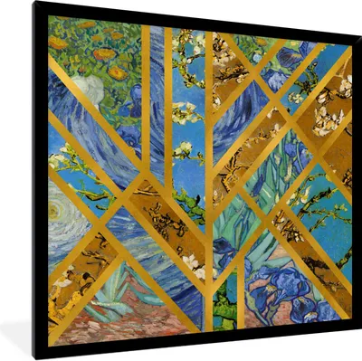 Produktbild von MuchoWow® Gerahmtes Poster Van Gogh - Alte Meister - Kunst 40x40 cm - Poster mit Schwarzem Bilderrahmen Wandposter Rahmen Foto Bilder - Mit Rahmen - Wanddekoration Schlafzimmer
