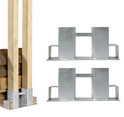 Produktbild von 2er Set Holzstapelhilfe feuerverzinkter Stahl 34x10x15 cm Holzstapelhalter Brennholzregal