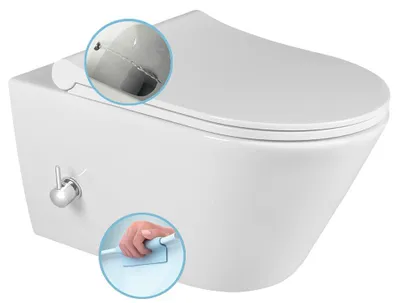 Produktbild von Sapho AVVA CLEANWASH Hänge-WC, mit Armatur und Bidetdusche, Rimless,35,5x53cm, Weiß