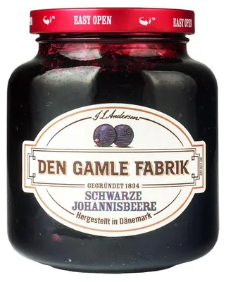 Produktbild von Den gamle Fabrik Schwarze Johannisbeere Fruchtaufstrich 380g