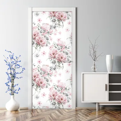 Produktbild von Dekorative Türposter selbstklebend Klebefolie Wandaufkleber Türaufkleber Zarte Blumen 85 x 200 cm