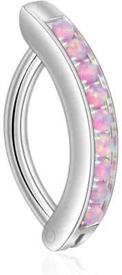 Produktbild von Bauchnabelpiercing Clicker Titan 14G Schwarz 10mm Zirkonia Lila Opal