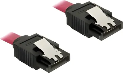 Produktbild von Delock - SATA-Kabel - Serial ATA 150/300/600 - SATA (M) zu SATA (M) - 50 cm - Daumenklemmen - Rot - für P/N: 89270, 89271