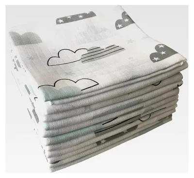 Produktbild von 10 Spucktücher Mullwindeln Baby Baumwolle 80x70 cm | (10 Wolken Mint)