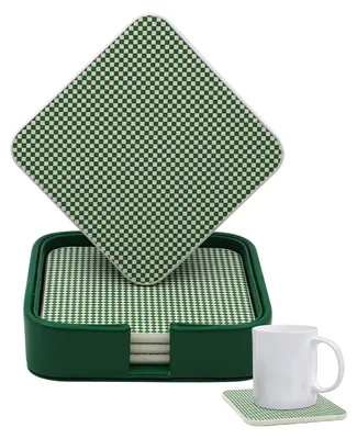 Productafbeelding van Set van 4 leren onderzetters, 10 cm vierkant, antislip