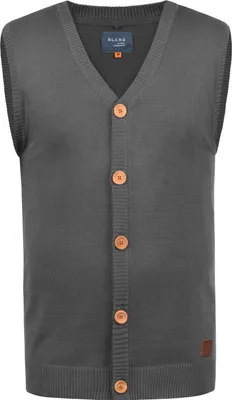 Produktbild von BLEND BHLennardo Herren Pullunder Strickweste Feinstrick Weste mit V-Ausschnitt Holz-Knopfleiste ärmellos Baumwollmischung Regular fit