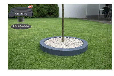 Produktbild von Baumeinfassung Baumumrandung Baumring Baumkante Rasenkante in Steinoptik (dunkelgrau)
