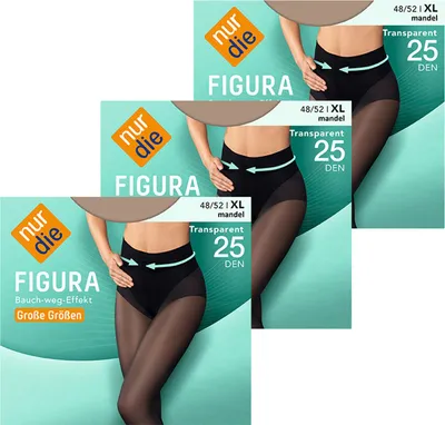 Produktbild von NUR DIE 3-Pack Feinstrumpfhose Figura Große Größen 25 DEN - mandel - 48-52