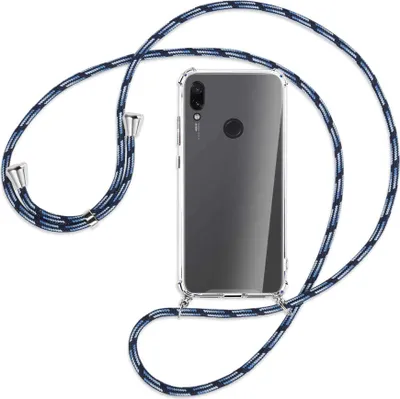 Produktbild von Handykette Backcover-Schutzhülle mit Band (Metall silberfarben) für Xiaomi Redmi Note 7 (Pro) - Blautöne