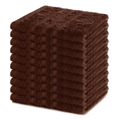 Produktbild von Lavea® Seiftuch 10er Set 30x30 cm, 100% Baumwolle, hochwertige Seiftücher und Gästehandtücher, saugstark, waschbar, Frottierserie Elena - Kaffeebraun