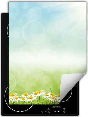 Produktbild von DarHaus Herdabdeckplatte Einteilig Küche Abdeckplatte für Glaskeramikfeld Abdeckung Induktionskochfeld Aufrollbare Matte 40x52 cm, Gänseblümchen - Blumen