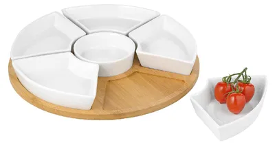 Produktbild von Esmeyer Servierset SUSAN aus Holz/Porzellan 7-teilig