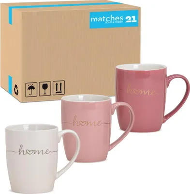 Produktbild von Schöne Kaffeetassen 36er Set einfarbig Herzen mit Spruch Home