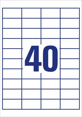 Produktbild von Universal-Etiketten RC A4 48,5x25,4mm 10 Bogen/400 Etiketten naturweiß Packung mit 50 Stück