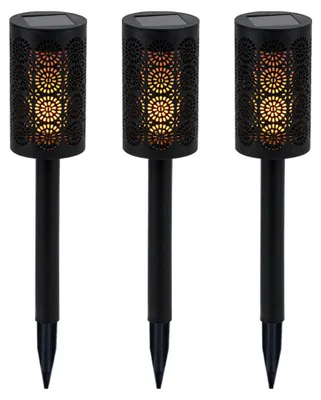 Produktbild von 3er Set LED Solarfackel, Gartenleuchte, schwarz, D 6,6 cm
