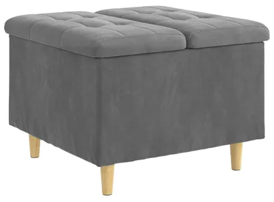 Immagine prodotto di Pouf grigio scuro con spazio contenitore, dimensioni 60x60x45 cm