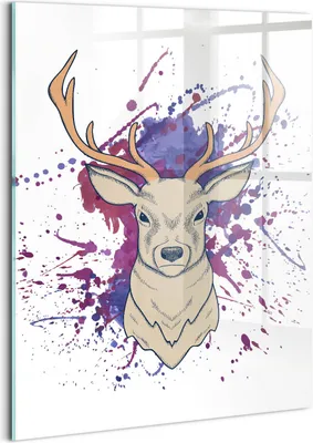 Produktbild von Designer Glasbild - Wandbild - Glas Bild - 60x80 cm - Hirsch-Vektorillustration
