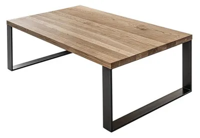 Immagine prodotto di Tavolino moderno con piano rettangolare in legno e struttura in metallo
