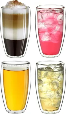 Image de Verre thermos à double paroi 400 ml verre borosilicaté - Set de 4 verres à thé à double paroi