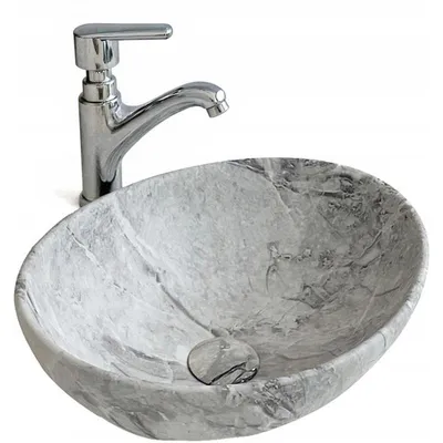 Produktbild von Keramik Waschbecken Aufsatzwaschbecken Waschschale Waschtisch oval Marmorimitation