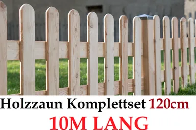 Produktbild von Gartenzaun 120cm x 10m Sibirische Lärche Form Zaun-Set