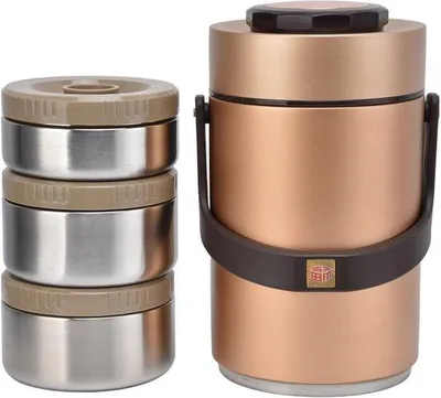 Produktbild von Isolierter Thermoskan für warme Speisen - 2,3L - 304 Edelstahl - leckfrei - stapelbar - thermische Lunchboxbehälter - Vakuum Lebensmittelbehälter - Soßebehälter