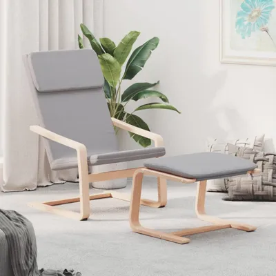 Imagen del producto de Sillón de televisión - Sillón reclinable - Sillón - Sillón de descanso - Tapizado en gris claro - Estructura de madera de abedul maciza