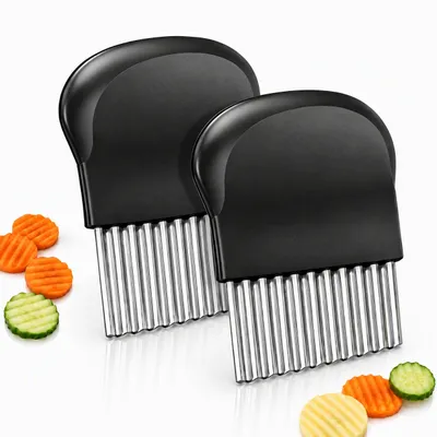 Produktbild von Wellenschneider - Edelstahl Riffelmesser für dekorative Schnitte - Gemüseschneider für Kartoffeln Obst und Käse - 14x9,5 cm