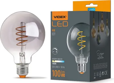 Obrázok produktu pre LED žiarovka E27 G95 Sphere 4W 100lm 1800K Warm 360° FILAMENT Smoke Dimmable Videx