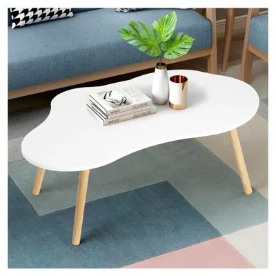 Produktbild von Kleiner Couchtisch in Wolkenform, ovaler Holz-Beistelltisch für kleine Räume, weiß
