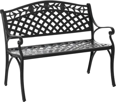 Produktbild von Gartenbank 2-Sitzer Aluminium Metallbank Armlehnen Landhaus 102x61x84cm Schwarz