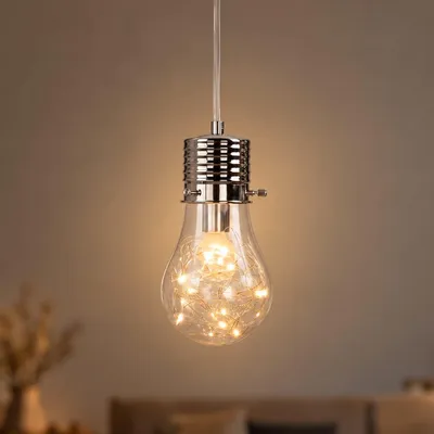 Produktbild von Hängelampe Modern Chrom Glas Metall Pendelleuchte Wohnzimmer Esszimmer Esstisch