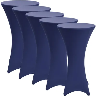 Produktbild von Beautissu Stretch Stehtisch Bistrotisch Husse, Ø80-85cm, Blau, 5er Set