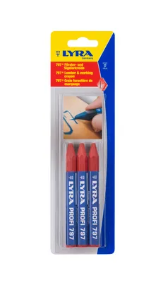Produktbild von Lyra 4878005 Försterkreide, rot, 3 Stück, Signierkreide für Holzoberflächen