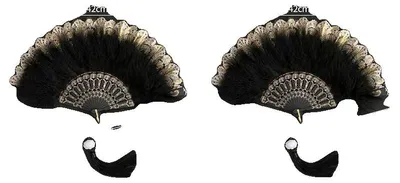 Immagine prodotto di Ventagli, realizzati in bambù e piume, dal design elegante, set da 2 pezzi3