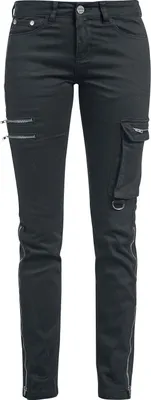 Produktbild von Black Premium by EMP Damen schwarze Jeans mit Reißverschlüssen W31L34