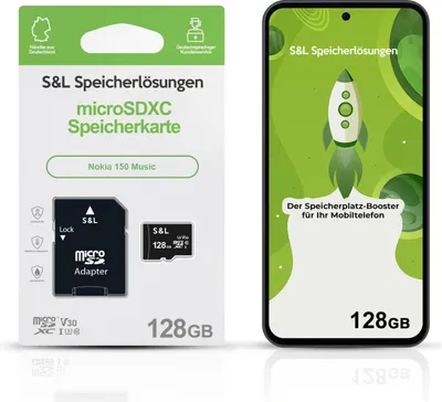 Produktbild von microSD Speicherkarte S&L für Nokia 150 Music - Speicherkapazität: 128 GB