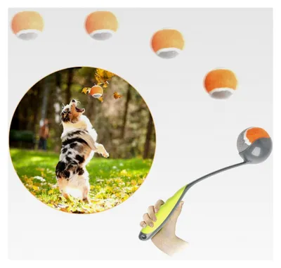 Produktbild von Ballwerfer für Hunde, 31,8 cm, mit 5,8 cm Tennisball, tragbarer Ballwerfer für kleine bis mittelgroße Hunde, geeignet für Innen- und Außenbereich, langlebig und leicht zu reinigen