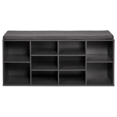 Produktbild von KESPER® Schuhschrank mit Sitzkissen, grau, für 10 Paar Schuhe, 8 Fächer, Kissenbezug waschbar, B103,5xH48xT29,5cm, Flurbank,1592313