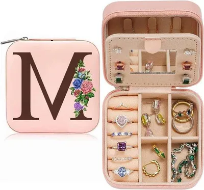 Produktbild von Mini-Schmuckkiste mit Blumenmuster, kleine Reise-Schmuckkiste mit Spiegel