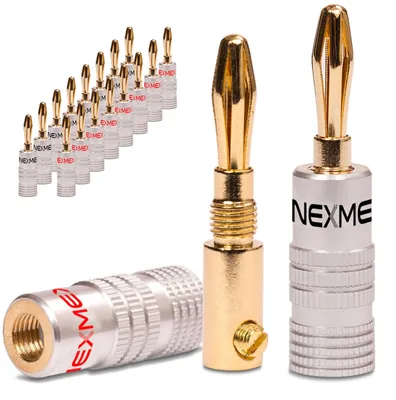 Produktbild von Bananenstecker 4mm vergoldet 18x Stecker NEXMEX Steckverbinder Lautsprecherkabel