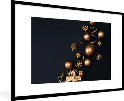Produktbild von MuchoWow® MuchoWow® Gerahmtes Poster Weihnachten - Weihnachtsschmuck - Weihnachtskugeln 90x60 cm - Poster mit zchwarzem Bilderrahmen - Wanddekoration - Fotos