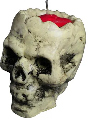Totenkopfkerze mit blutigem Gehirn